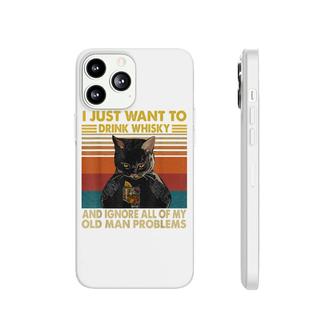I Just Want To Drink Whisky And Ignore My Problems Black Cat Phonecase iPhone - Seseable