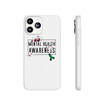 Modern Floral Mental Health Awareness Floral Green Ribbon Phonecase iPhone - Seseable