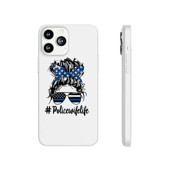 Police Wife Life Messy Bun Life Hair Glasses American Flag Phonecase iPhone | Mazezy AU