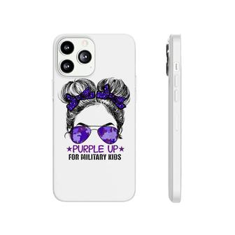 Purple Up For Military Kids - Cute Messy Bun Military Kids Phonecase iPhone - Seseable