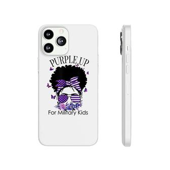 Purple Up For Military Kids Messy Bun Floral Butterfly Phonecase iPhone - Seseable