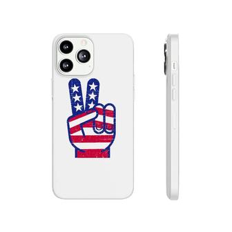 Retro Red White And Blue Peace Sign Vintage July Fourth Gift Phonecase iPhone - Seseable