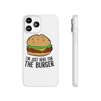 Womens Funny Hamburger Fast Food Im Just Here For The Burger V-Neck Phonecase iPhone | Mazezy