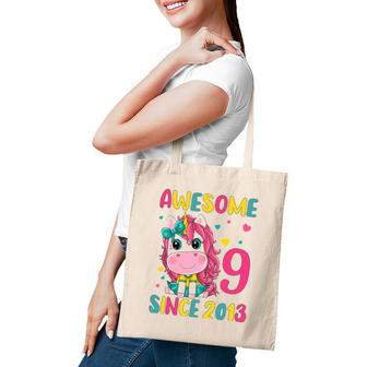 9Th Birthday Party Unicorn Girl 9 Years Old Birthday Tote Bag | Mazezy