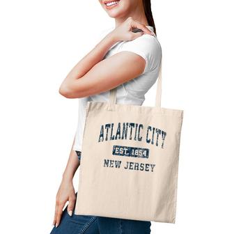 Atlantic City New Jersey Nj Vintage Sports Design Navy Print Tote Bag | Mazezy