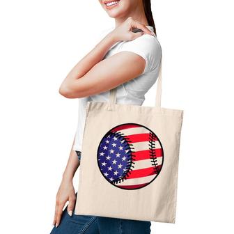Baseball Player 4Th Of July Men Boys American Flag Tote Bag | Mazezy