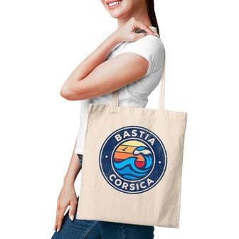 Bastia Corsica Vintage Nautical Waves Design Tote Bag | Mazezy