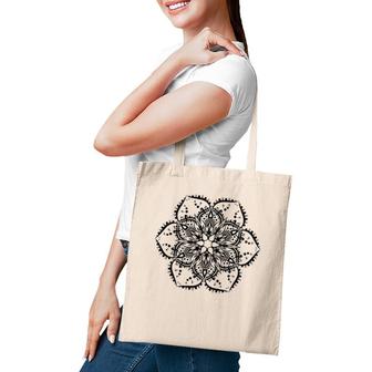 Black Lotus Flower Mandala Peace Hippie Tattoo Tote Bag | Mazezy