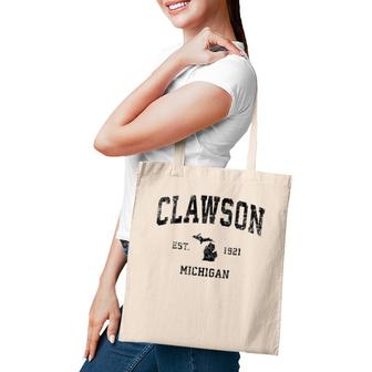 Clawson Michigan Mi Vintage Sports Design Black Print Tote Bag | Mazezy AU