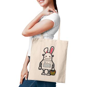 Cute Easter Robot Bunny Easter Day Tote Bag | Mazezy