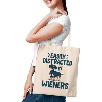 Easily Distracted By Wieners Funny Dackel Dachshund Tote Bag | Mazezy
