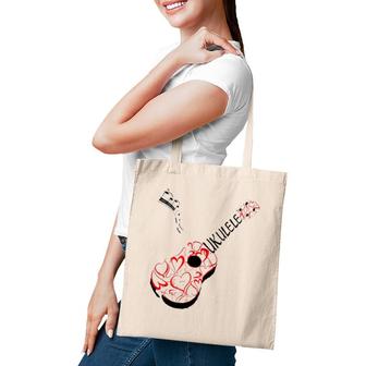 Fancy Ukulele And Hearts Design Tote Bag | Mazezy
