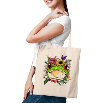 Floral Frog Spring Nature Frog Lovers For Women & Men Tote Bag | Mazezy