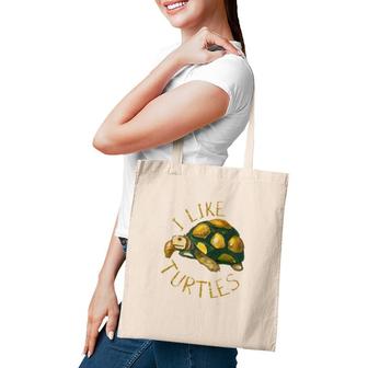 Funny Turtle Lover Gift Vintage I Like Turtles Tote Bag | Mazezy