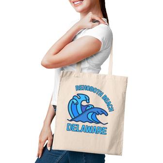 Graphic Rehoboth Beach Delaware Pocket Wave Souvenir Tote Bag | Mazezy