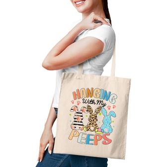 Hanging With My Peeps Rabbit Lover Easter Day Leopard Tote Bag | Mazezy