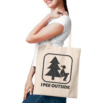 I Pee Outside Girl Sign Funny Camping Hiking Outdoor Tote Bag | Mazezy