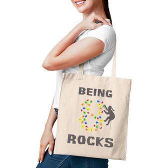 Kids Being 8 Years Old Rocks Girl Rock Climber 8Th Birthday Tote Bag | Mazezy