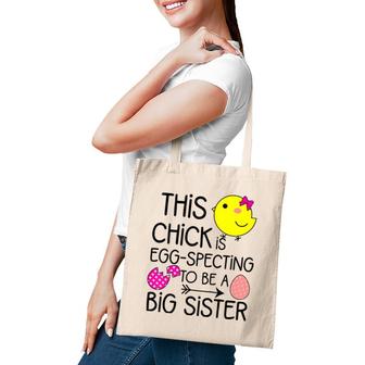 Kids Girls Easter Eggspecting To Be A Big Sister Announcement Tote Bag | Mazezy UK