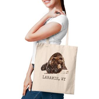 Laramie Wy Brown Grizzly Bear In Snow Wyoming Gift Tote Bag | Mazezy