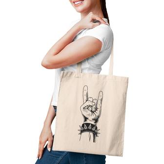 Lets Rock Devil Salute French Fries Fork Metal Hand & Roll Tote Bag | Mazezy