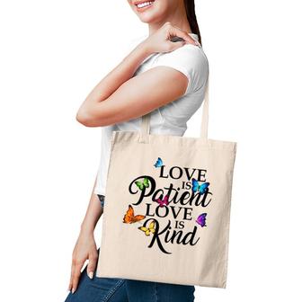 Love Is Patient Love Is Kind 1 Corinthians 13 Butterfly Art Tote Bag | Mazezy