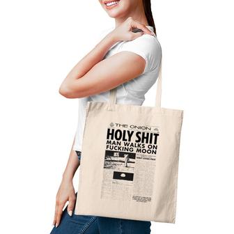Man Walks On Moon Onion Front Page Tote Bag | Mazezy