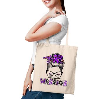 Migraine Warrior Lady Migraine Purple Messy Bun Tote Bag | Mazezy