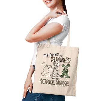 My Favorite Bunnies Call Me School Nurse Leopard Easter Day Tote Bag | Mazezy