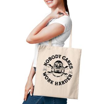 Nobody Cares Work Harder Skull Mechanic Engineer Tote Bag | Mazezy