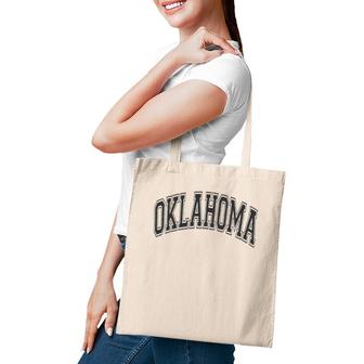 Oklahoma Varsity Style Black With Black Text Tote Bag | Mazezy