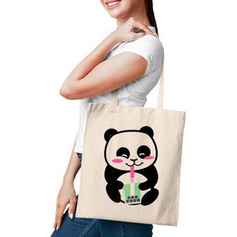 Panda Sipping Bubble Tea Cute Animal Inspired Anime Tote Bag | Mazezy
