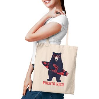 Puerto Rico Tropical Surfing Bear Tote Bag | Mazezy