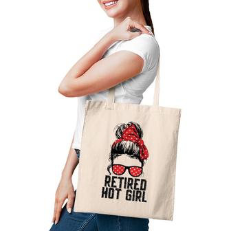 Retired Hot Girl Messy Bun Polka Dot Sunglasses Retirement Tote Bag | Mazezy