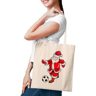 Soccer Christmas Men Kids Boys Soccer Santa Claus Tote Bag | Mazezy