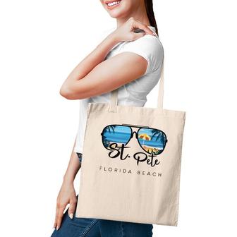 St Pete Beach Florida Palm Tree Sunglasses Souvenir Tote Bag | Mazezy