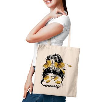 Sunflowers Grammie Life Messy Bun Hair Sunglasses Tote Bag | Mazezy