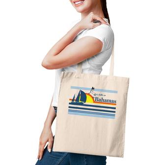 The Bahamas Beach Retro 70S 80S 90S Sailing Boat Sunset Surf Tote Bag | Mazezy