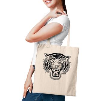 Tiger Head Traditional Tattoo Art Graphic Tote Bag | Mazezy