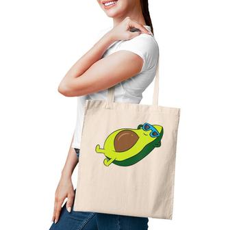 Womens Avocado With Sunglasses Vegetable Relaxing Avocado V-Neck Tote Bag | Mazezy