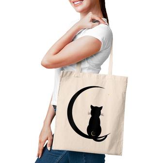 Womens Double Moon Cat V-Neck Tote Bag | Mazezy