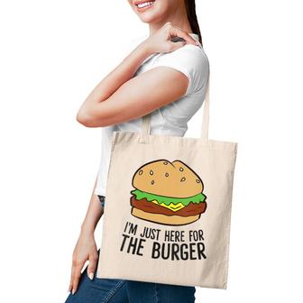 Womens Funny Hamburger Fast Food Im Just Here For The Burger V-Neck Tote Bag | Mazezy UK