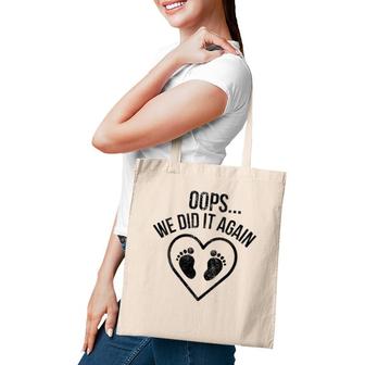 Womens Oops We Did It Again  Funny Pregnancy Baby Announcement V-Neck Tote Bag