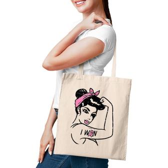 Womens Rosie Riveter I Won Awareness Breast Cancer Survivor Women Tote Bag | Mazezy