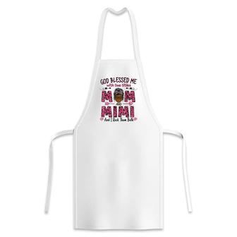 God Blessed Me With Two Title Mom And Mimi Leopard Women  Apron