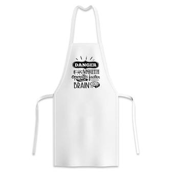 Danger Mouth Operates Faster Than Brain Sarcastic Funny Quote Black Color Apron - Seseable