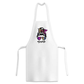 Gigi Life With Rainbow Leopard Messy Bun Mothers Day Apron | Seseable CA