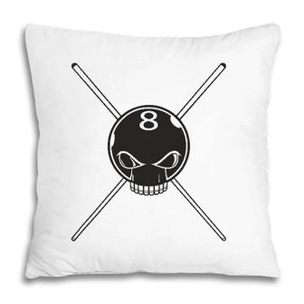 8 Ball Skull Billiard Gifts For Any Billiards Fan Pillow | Mazezy