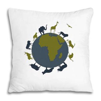 African Animals Globe Wild Animals Pillow | Mazezy