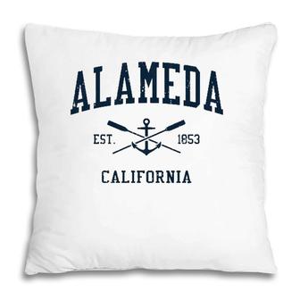 Alameda Ca Vintage Navy Crossed Oars & Boat Anchor Pillow | Mazezy